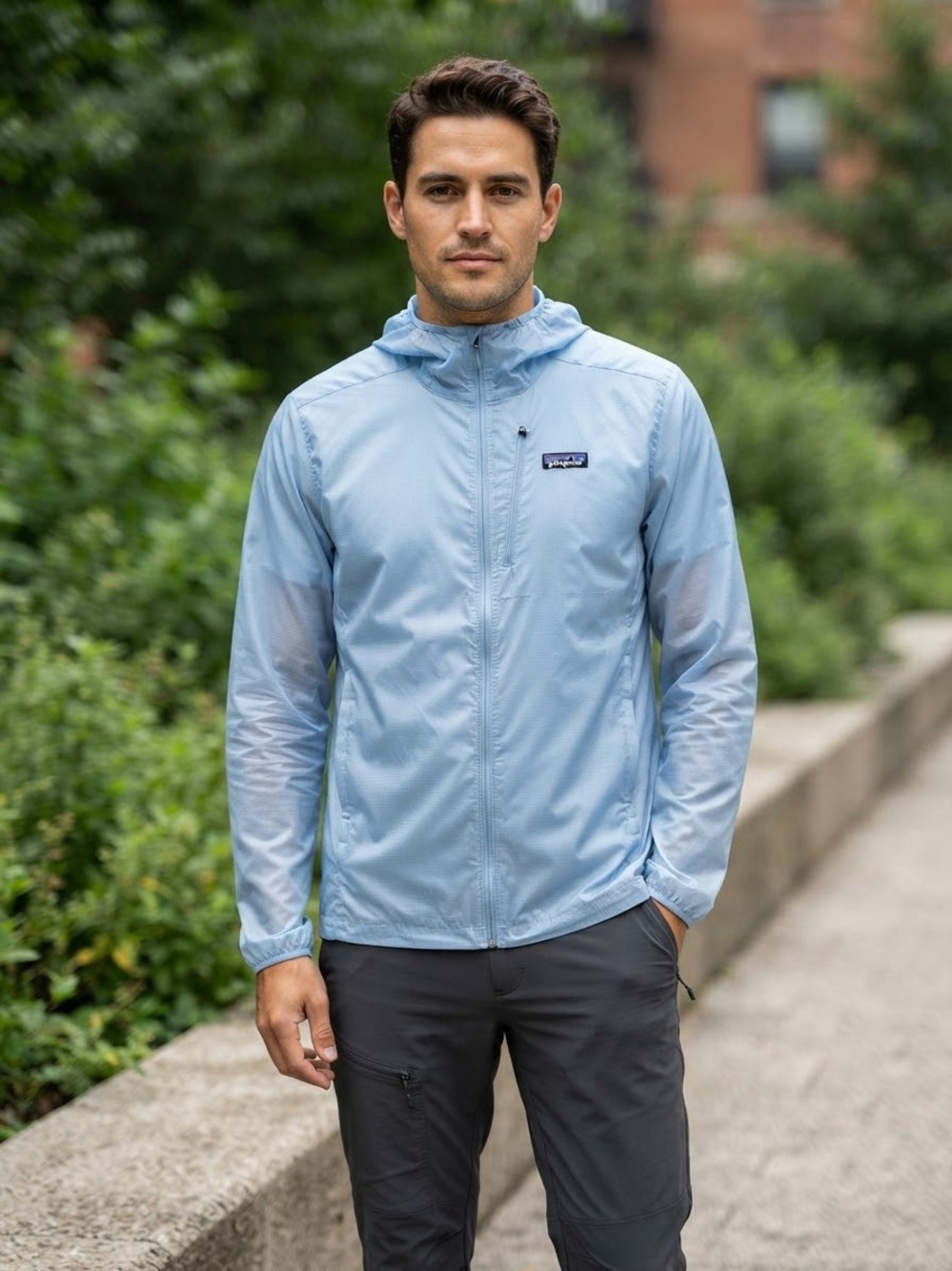 Patagonia Light Blue Hooded Windbreaker Houdini Jacket